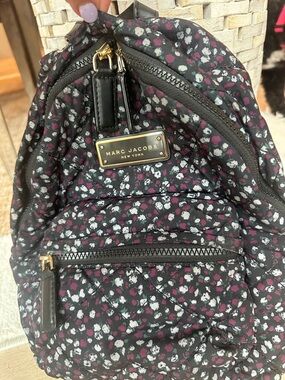 Marc Jacobs Black Floral Quilted Backpack